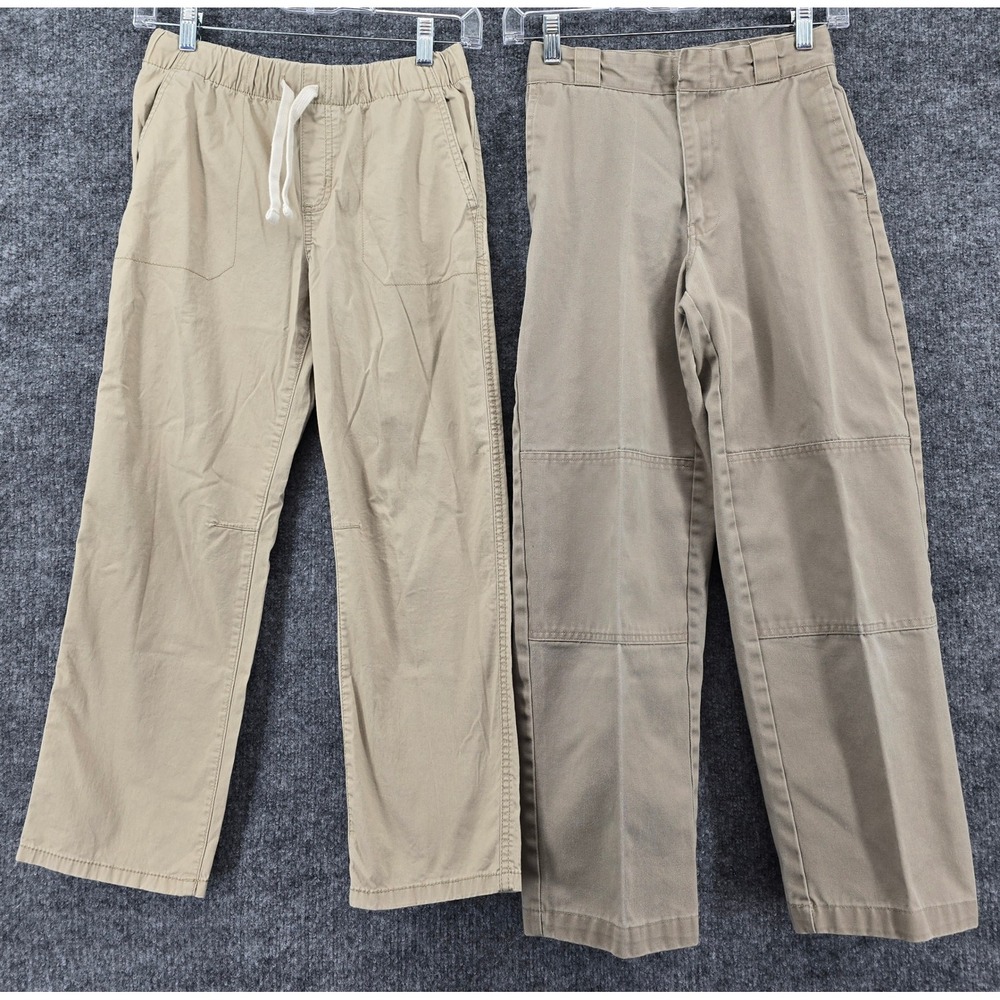 Lot of 2 Chino Pants Boys 12 Beige Khaki Uniform Bundle Dickies Cat  Jack School